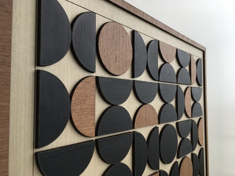 GEOMETRIC ABSTRACT WOOD WALL ART -  Circle Semi Circle Design - Modern Wood Art - Minimal - Multi Color Wood Collection (Single piece)