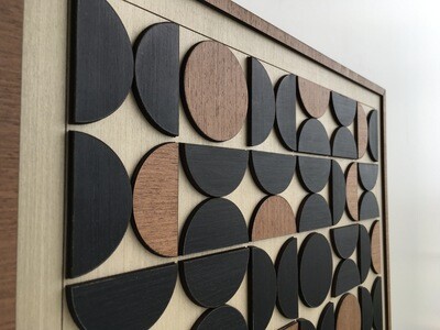 GEOMETRIC ABSTRACT WOOD WALL ART - Circle Semi Circle Design - Modern Wood Art - Minimal - Multi Color Wood Collection (Single piece)