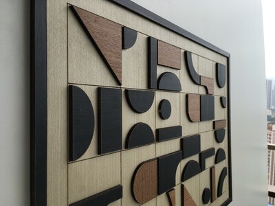 GEOMETRIC ABSTRACT WOOD WALL ART - Modern Wood Art - Minimal - Multi Colour Wood Collection (Single piece)