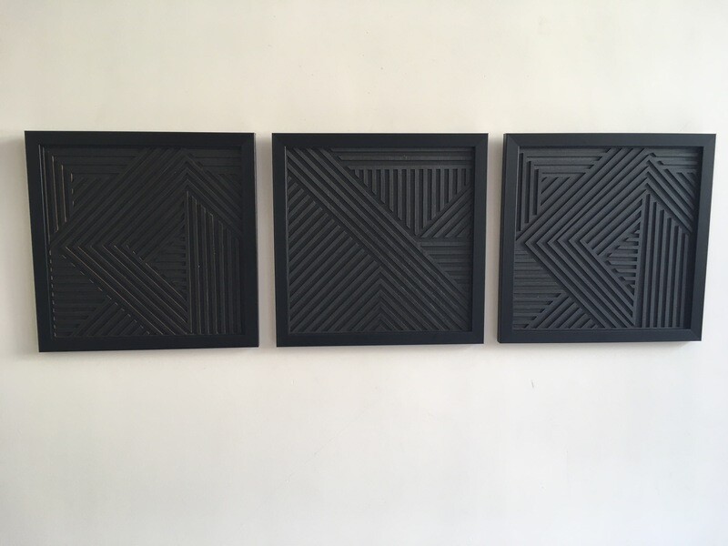 Geometric Wood Wall Art (Set of 3) With Frame