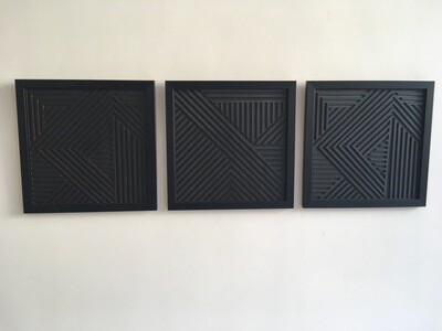 Geometric Wood Wall Art (Set of 3) With Frame