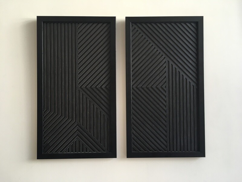 Geometric Wood Wall Art (Set of 2) With Frame