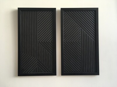 Geometric Wood Wall Art (Set of 2) With Frame