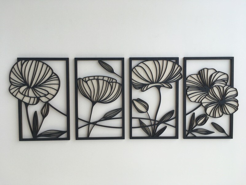 Multi Leaves Wood Wall Art (Set of 4)