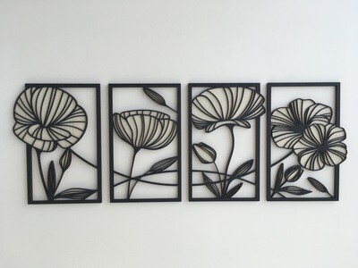Multi Leaves Wood Wall Art (Set of 4)