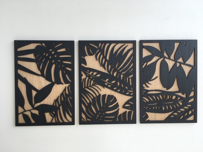 Multi Leaves Wood Wall Art – Set of 3
