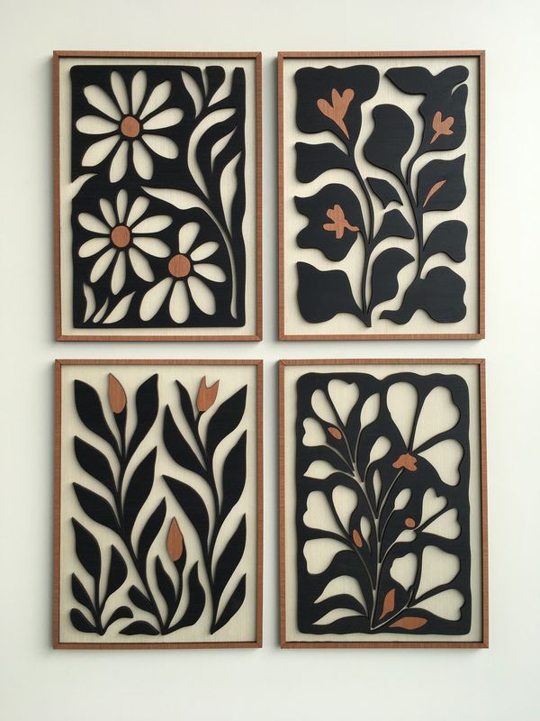 Petals and Pattern Wood Wall Art (Set of 4)