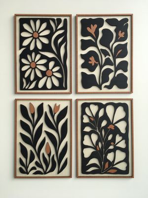 Petals and Pattern Wood Wall Art (Set of 4)