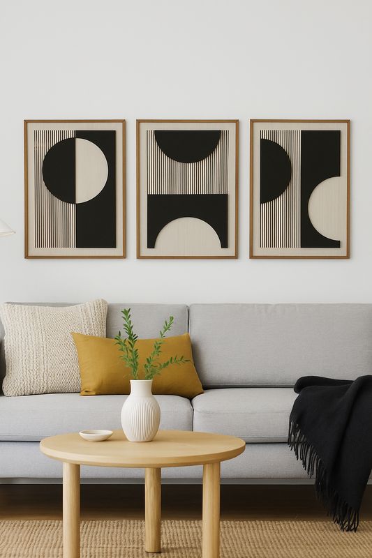 Linear Eclipse Wood Wall Art (Set of 3)
