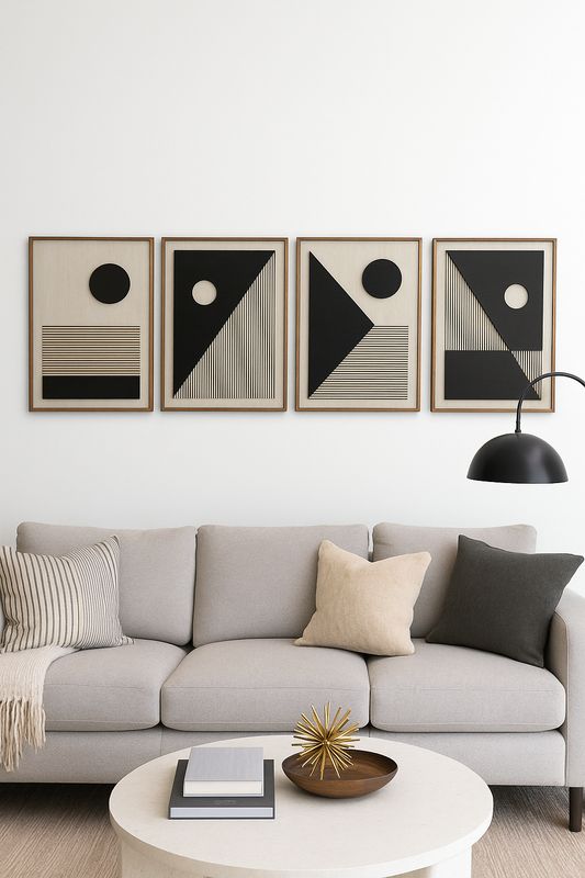 Linear Orbit Wood Wall Art (Set of 4)