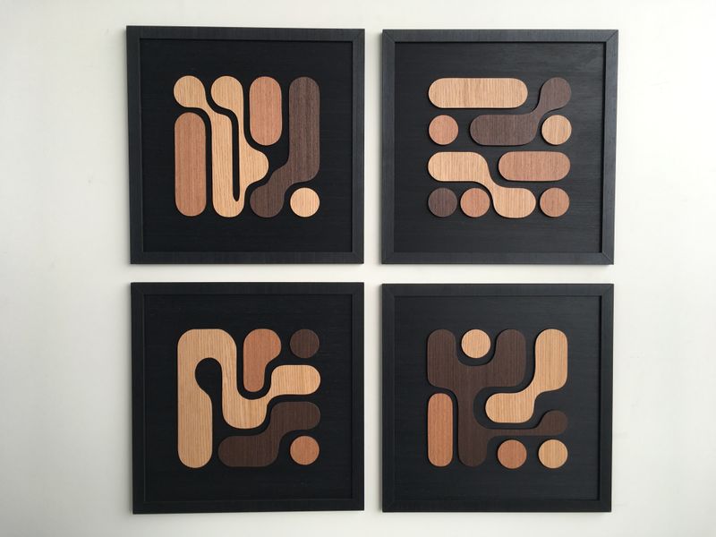 Amoeba Abstract Wood Wall Art (Set of 4)