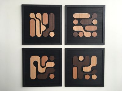 Amoeba Abstract Wood Wall Art (Set of 4)