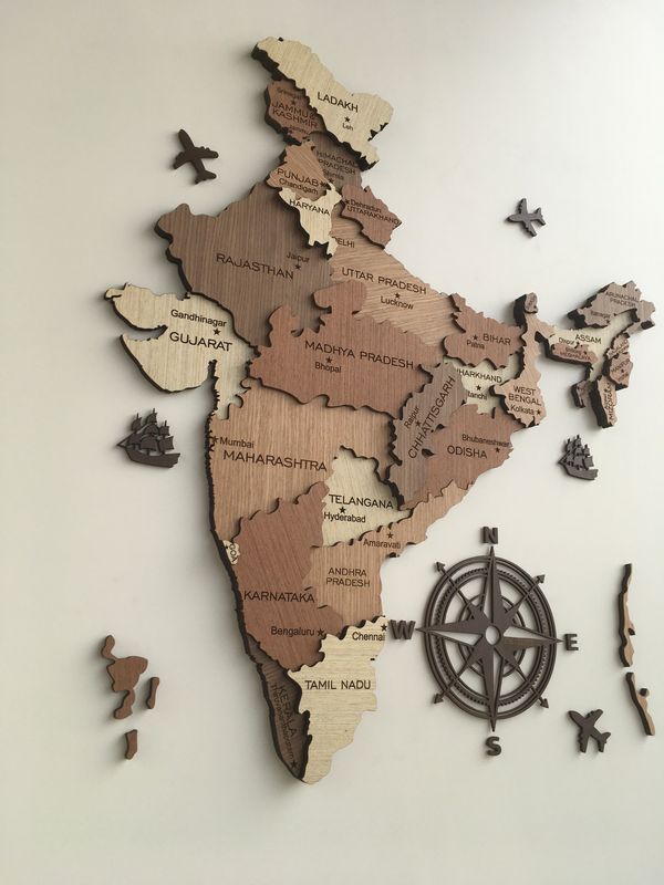 3D Wood India Map – Premium Wall Decor