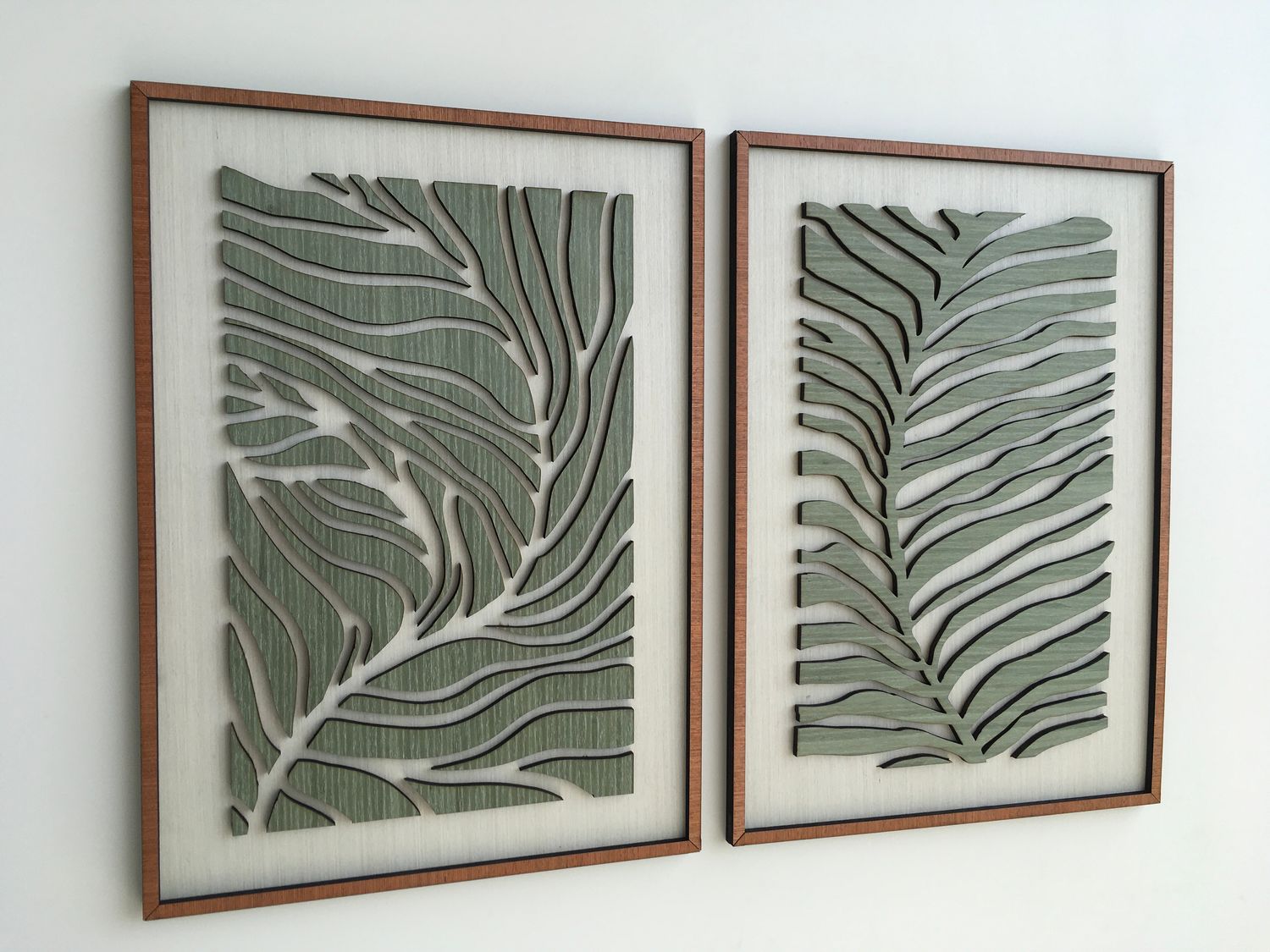 Green Botanical Wood Art (Set of 2)