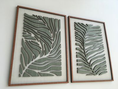 Green Botanical Wood Art (Set of 2)