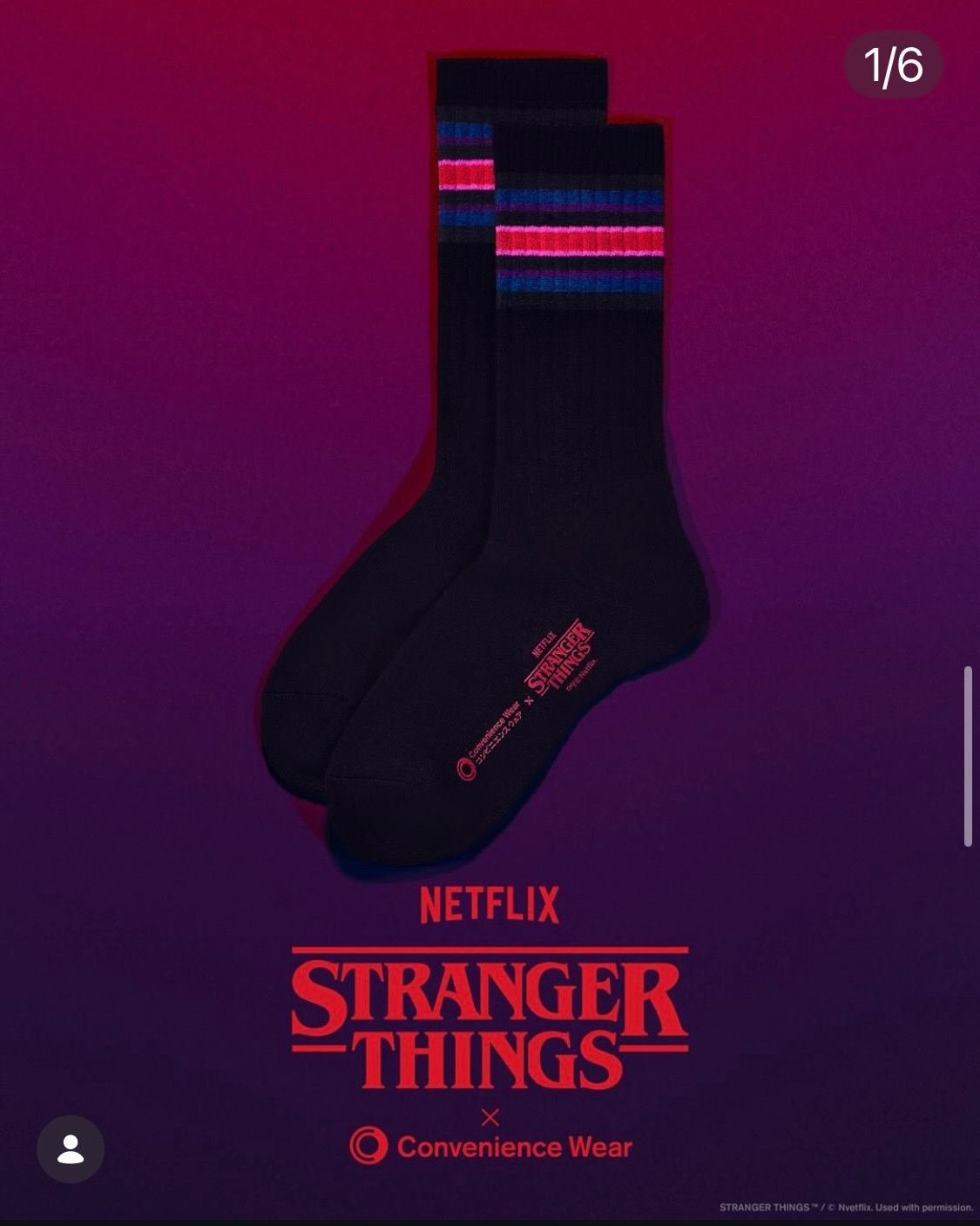 FamilyMart Netflix Stranger Things 限量間條襪 (黑底) 25-28cm