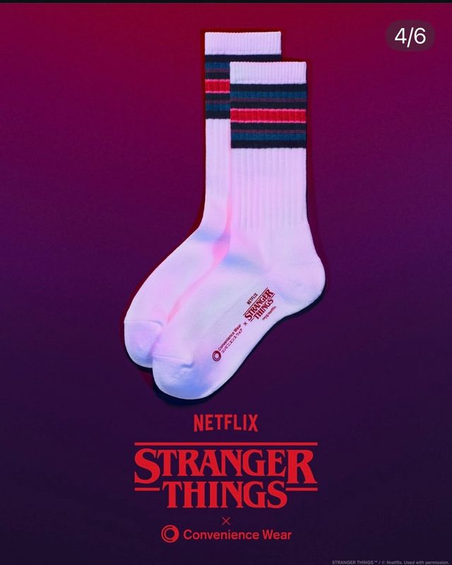 FamilyMart Netflix Stranger Things 限量間條襪 (白底) 25-28cm