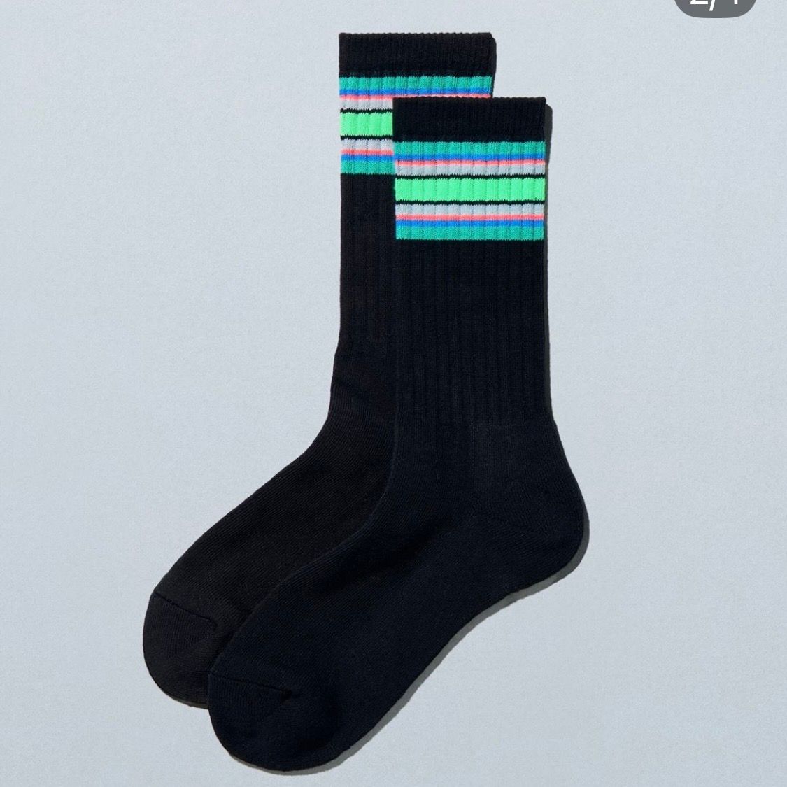 FamilyMart 2026春夏 限量間條襪 (黑底) 25-28cm