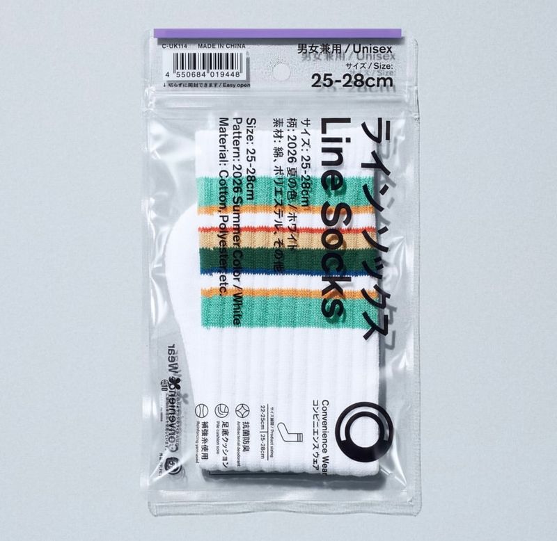 FamilyMart 2026夏之色間條襪 (白底) 22-25cm