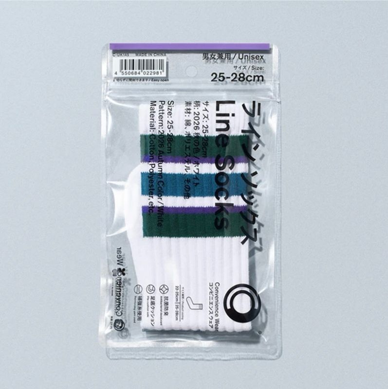 FamilyMart 2026秋之色間條襪 (白) 22-25cm
