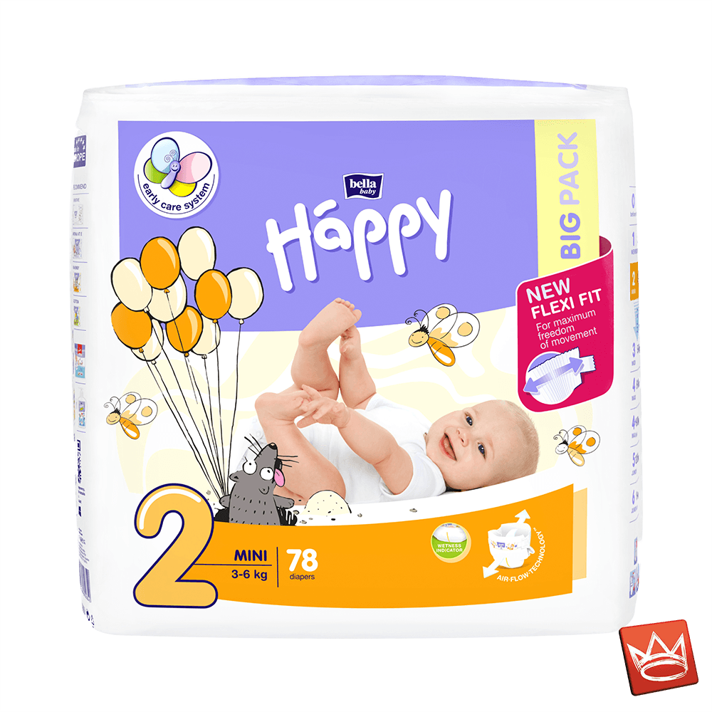 2  Mini  3-6 kg 78 oder 312 Stück Happy Bella Baby Mini Windeln Gr 