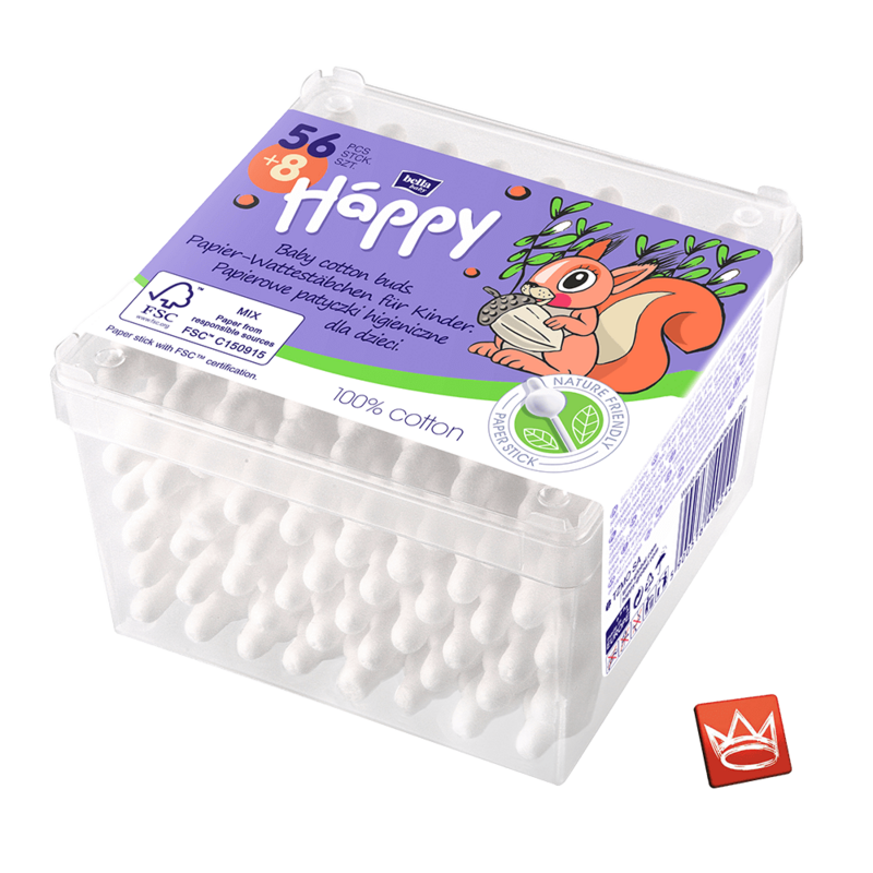 Bella baby Happy Sicherheits-Wattestäbchen mit Papierschaft 56 +8 Stk. Bella baby Happy Sicherheits-Wattestäbchen mit Papierschaft 56 +8 Stk.