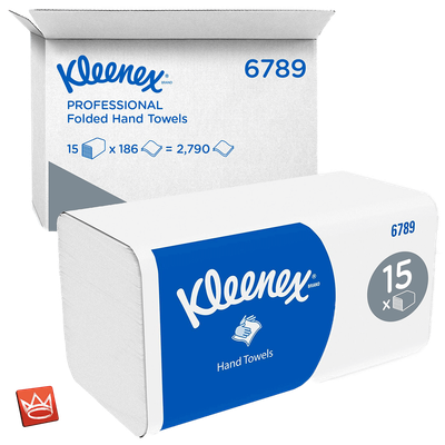 Kleenex Papierhandtücher mit Interfold-Faltung 6789 – 2-lagige Papiertücher mit V-Faltung Kleenex Papierhandtücher mit Interfold-Faltung 6789 – 2-lagige Papiertücher mit V-Faltung
