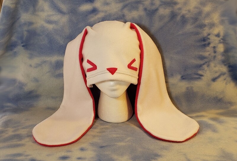 White Squinty Face Bunny Hat
