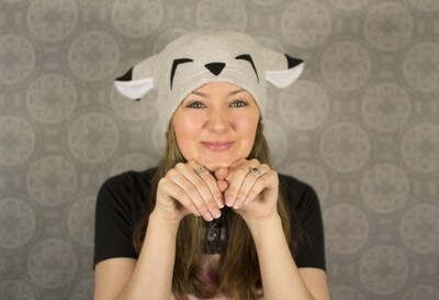 Happy Gray Fox Hat Wolf
