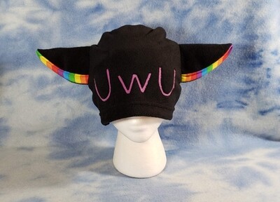 UwU Rainbow Face Kitty Hat