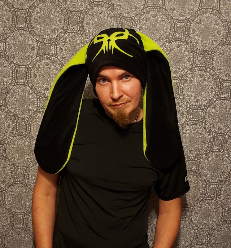 Biohazard Face Bunny Hat Raver Gothic Toxic Rabbit