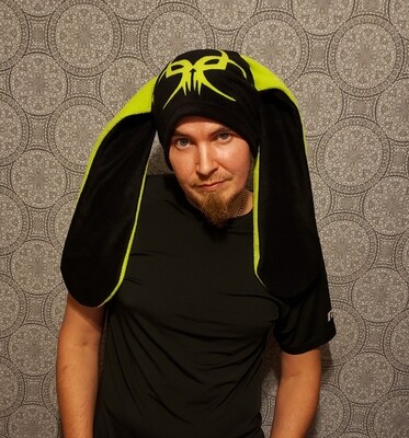 Biohazard Face Bunny Hat Raver Gothic Toxic Rabbit