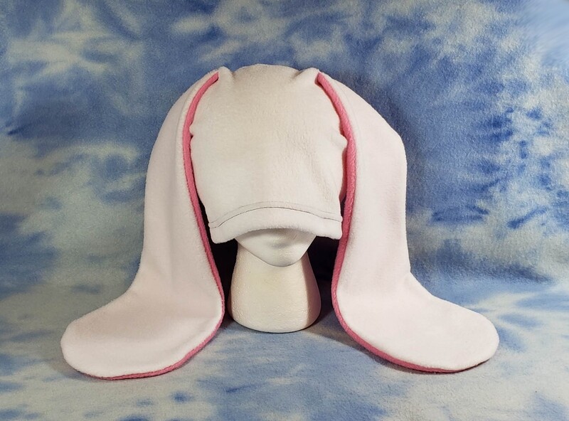 White and Pink Bunny Hat Plain Rabbit Ears
