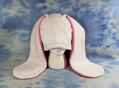 White and Pink Bunny Hat Plain Rabbit Ears