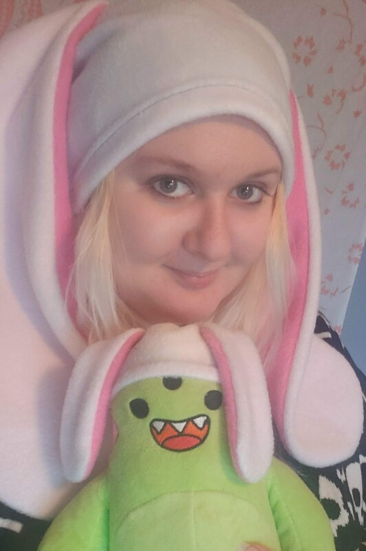 White and Pink Bunny Hat Plain Rabbit Ears