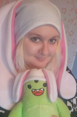White and Pink Bunny Hat Plain Rabbit Ears