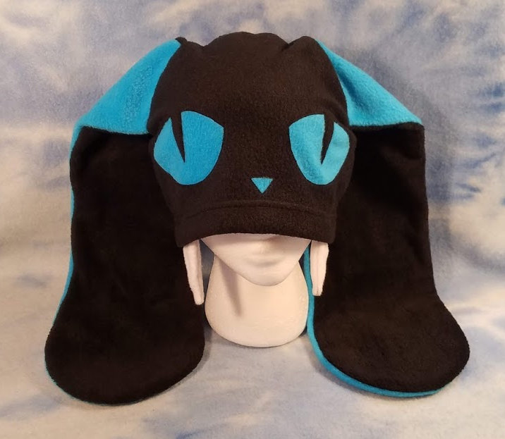 Wide Eyed Bunny Hat Wide Eyed Bunny Hat, COLOR: BLACK AND BLUE