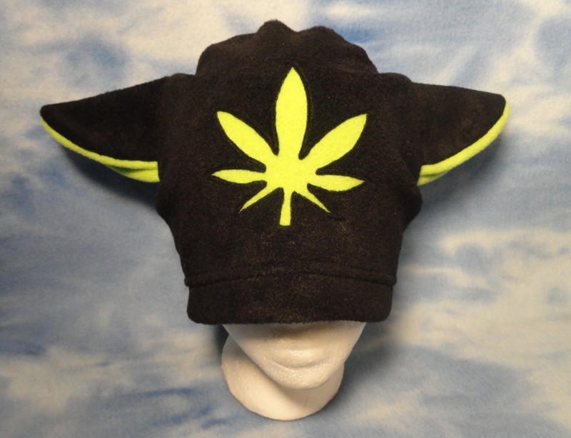 Green Weed Leaf Kitty Hat