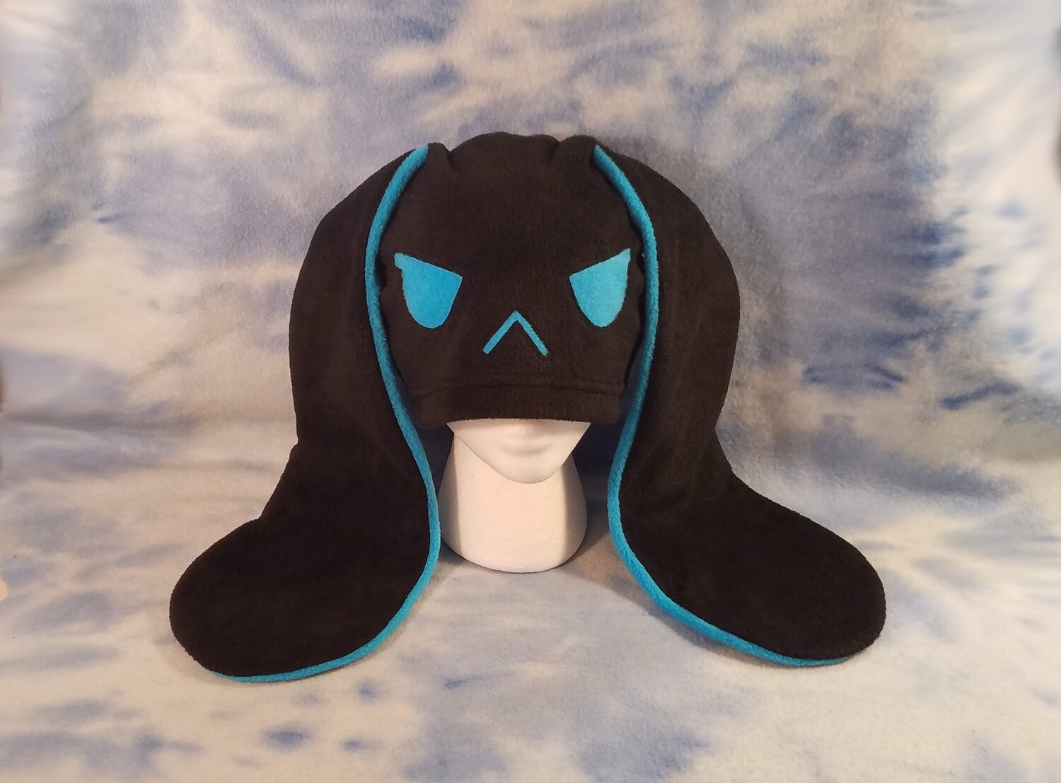 Angry Bunny Hat, COLOR: BLACK AND BLUE