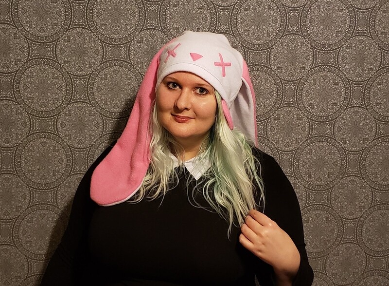 White Pink Zombie Bunny Hat Dead Toxic Goth X Raver Rabbit