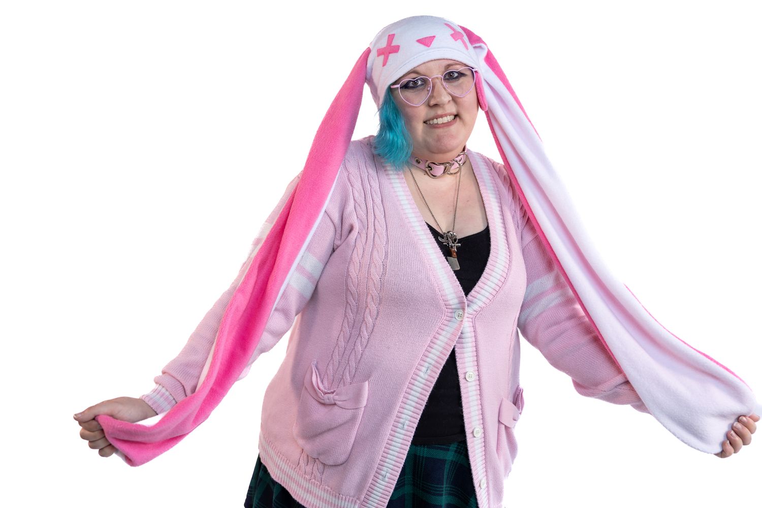 Long White Pink Zombie Bunny Hat Dead Toxic Goth X Raver Rabbit