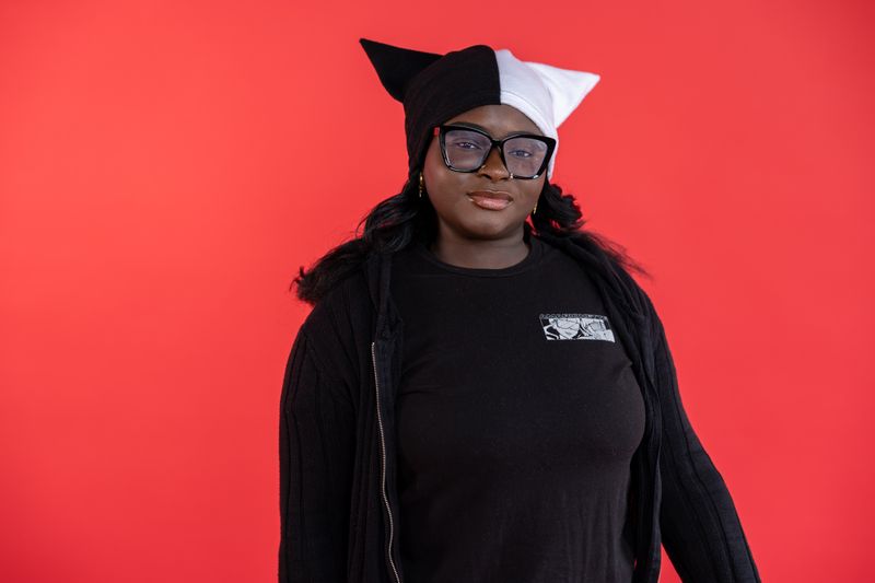 Black and White Split Kitty Hat