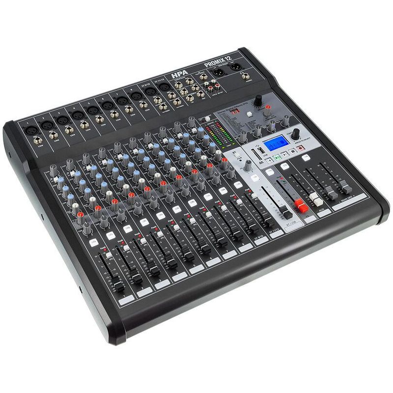 Mesa de mistura de áudio com 12 canais, Bluetooth e efeitos