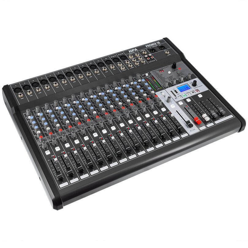 Mesa de mistura de áudio com 16 canais, Bluetooth e efeitos