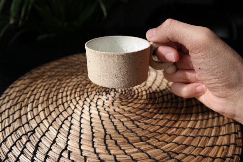 150 ml- 5 oz coffee cup, Small cappuccino cup, Coffee lover gift, Housewarming gift, White stoneware ceramic mug,