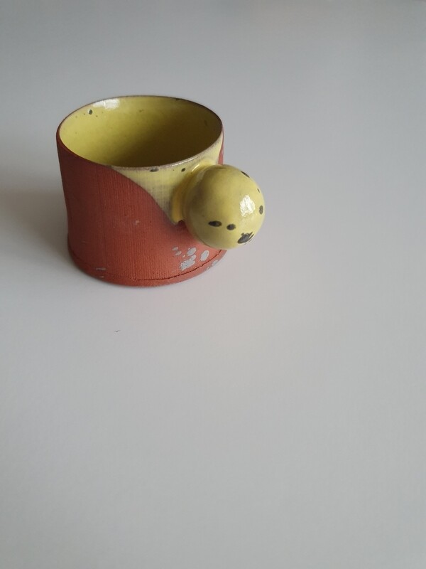 2 oz espresso cup, Yellow espresso mug, Espresso cup with ball handle, Terracotta ceramic cup, Coffee lover gift