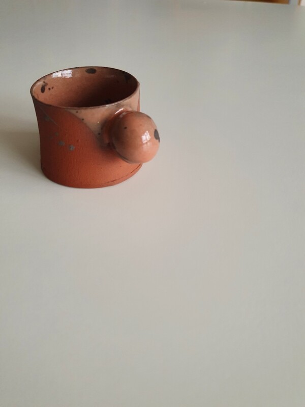 2 oz - 56 ml peach espresso cup, Handmade coffee mug, Handbuilt pottery contemporary
