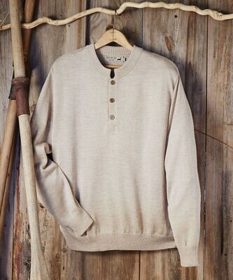 Sweater Men's Button Alpaca Crewneck