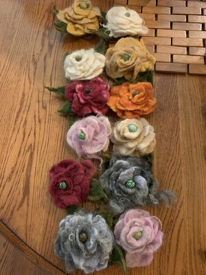 Felted Flower Pins, Small Rose