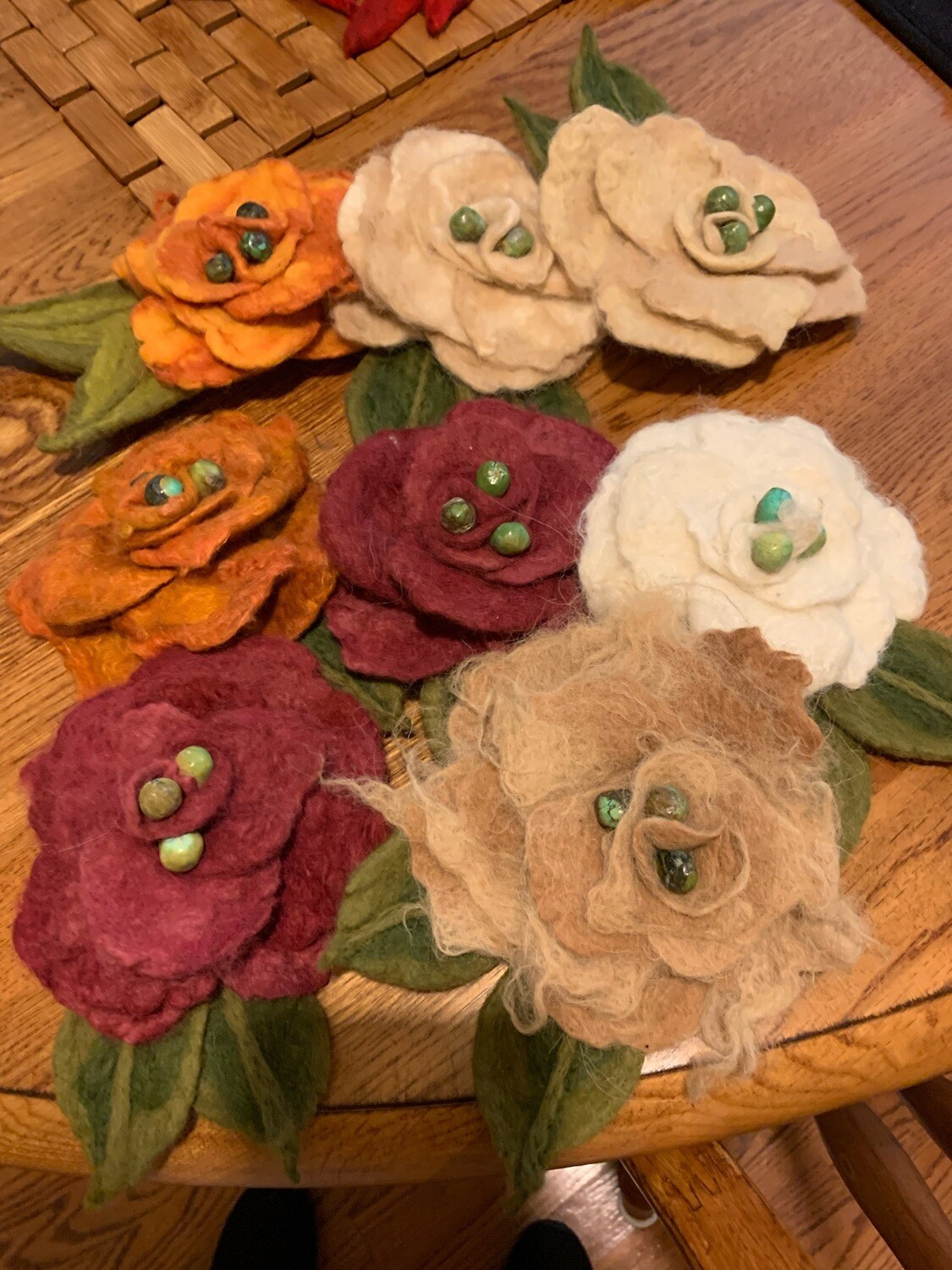 Felted Flower Pins, Large Rose